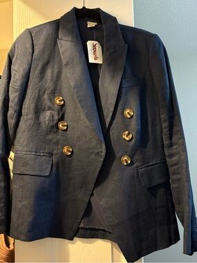 Magaschoni Navy Double-Breasted Blazer
